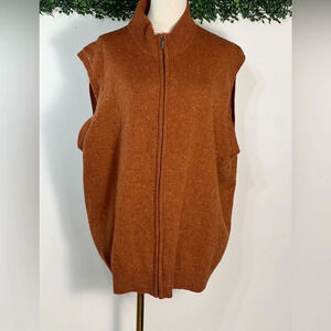 Linea Uomo Wool Blend Men’s Sleeveless Zip Brown Speckled Sweater Vest Size XL